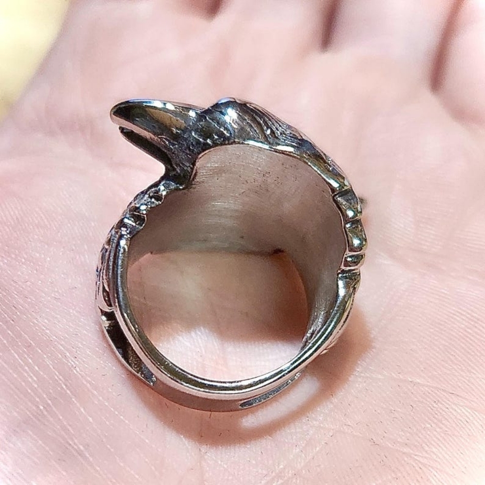 Viking Raven Ring Hugin and Munin Odin's Raven Ring Viking Twin  Stainless Steel - Picture 9 of 10